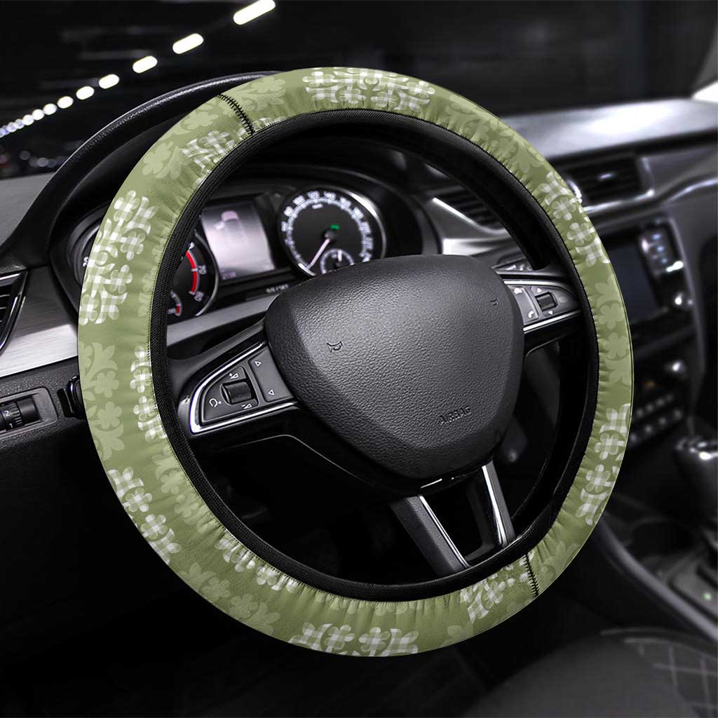 Vesuvian Green Palaka Quilt Hawaii Steering Wheel Cover Traditional Hawaii-plaid Pattern LT14 Universal Fit Vesuvian Green - Polynesian Pride