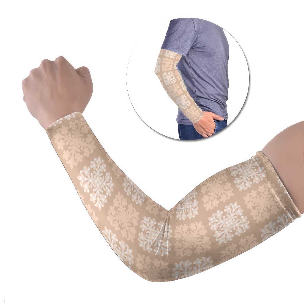 Beige Palaka Quilt Hawaii Arm Sleeves Traditional Hawaii-plaid Pattern LT14 Set of 2 Beige - Polynesian Pride