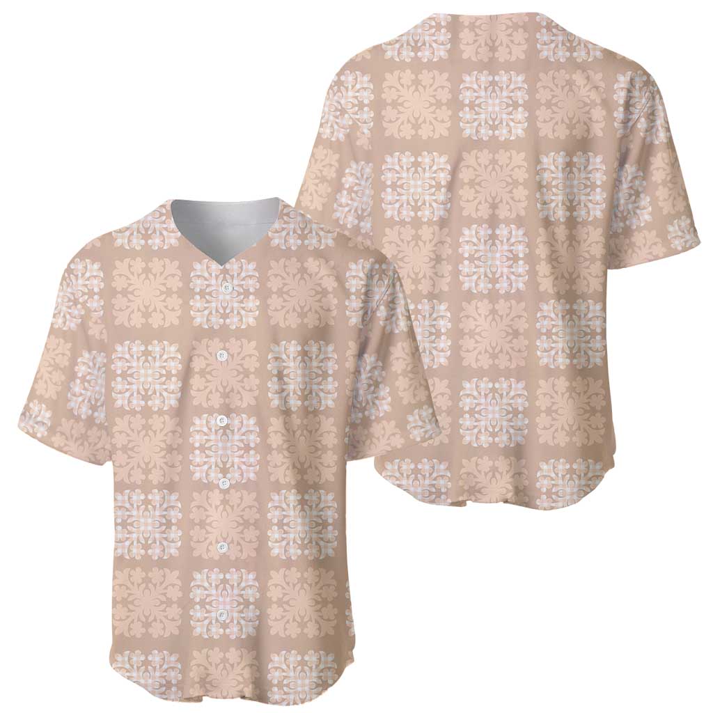 Beige Palaka Quilt Hawaii Baseball Jersey Traditional Hawaii-plaid Pattern LT14 - Polynesian Pride