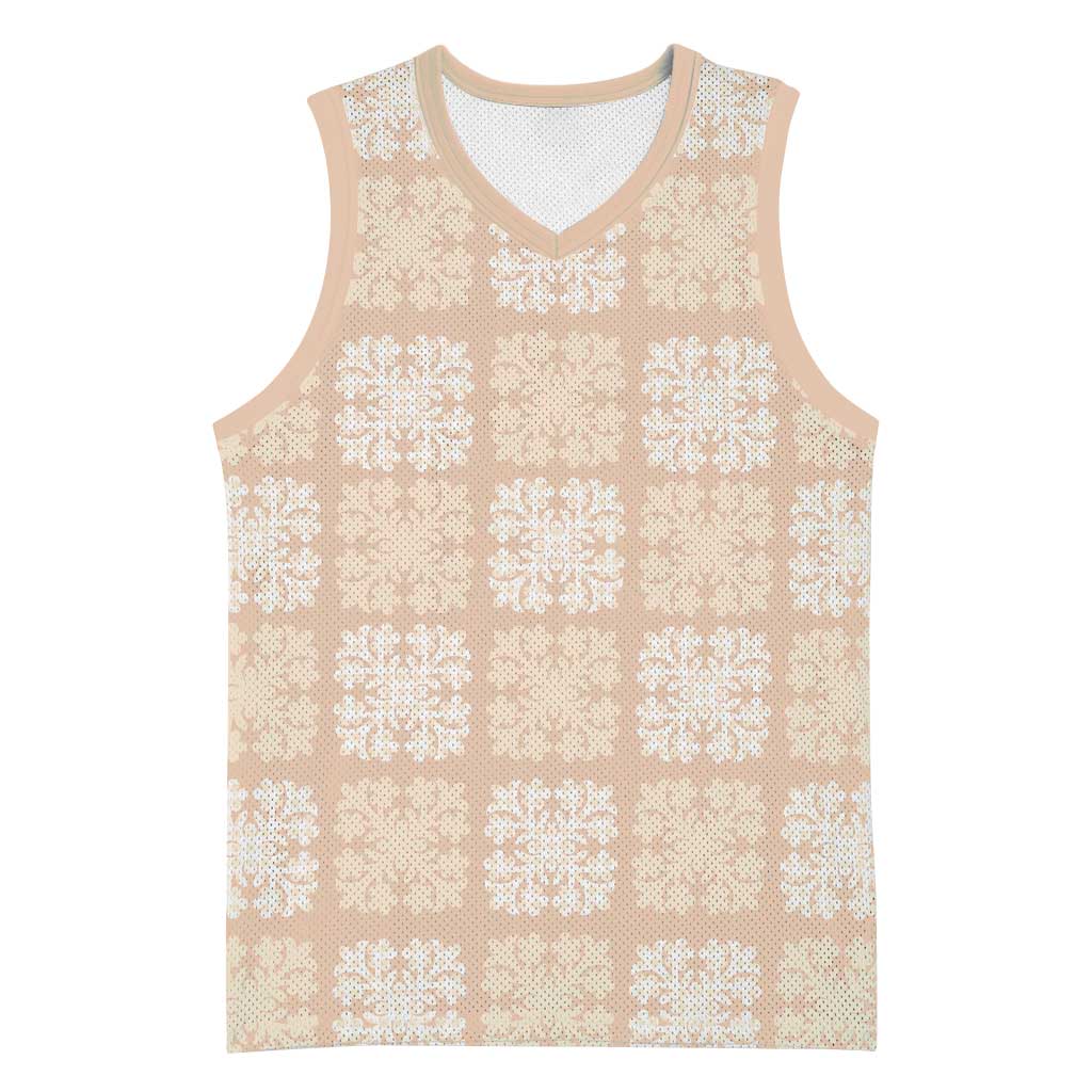 Beige Palaka Quilt Hawaii Basketball Jersey Traditional Hawaii-plaid Pattern LT14 Unisex Beige - Polynesian Pride