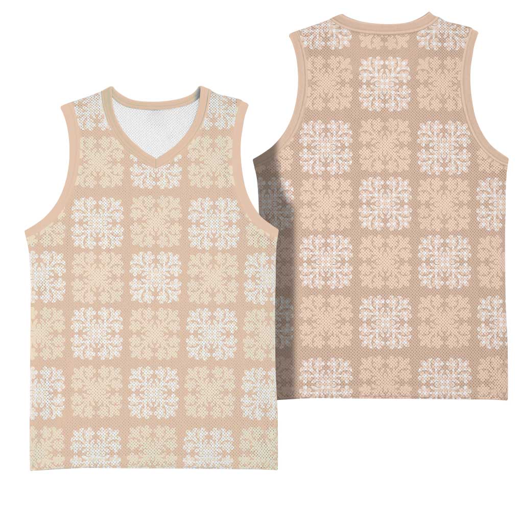 Beige Palaka Quilt Hawaii Basketball Jersey Traditional Hawaii-plaid Pattern LT14 - Polynesian Pride