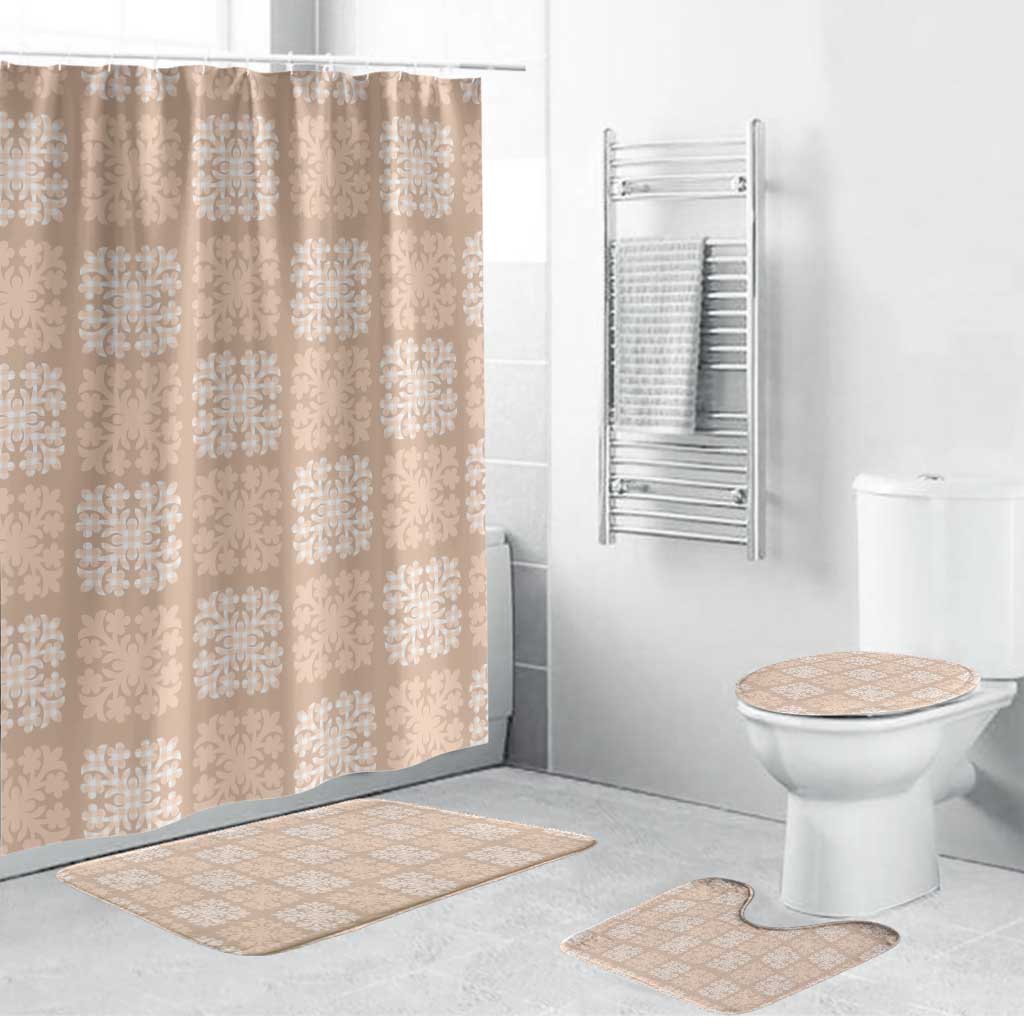 Beige Palaka Quilt Hawaii Bathroom Set Traditional Hawaii-plaid Pattern LT14 Bathroom Set (4 pcs) Beige - Polynesian Pride