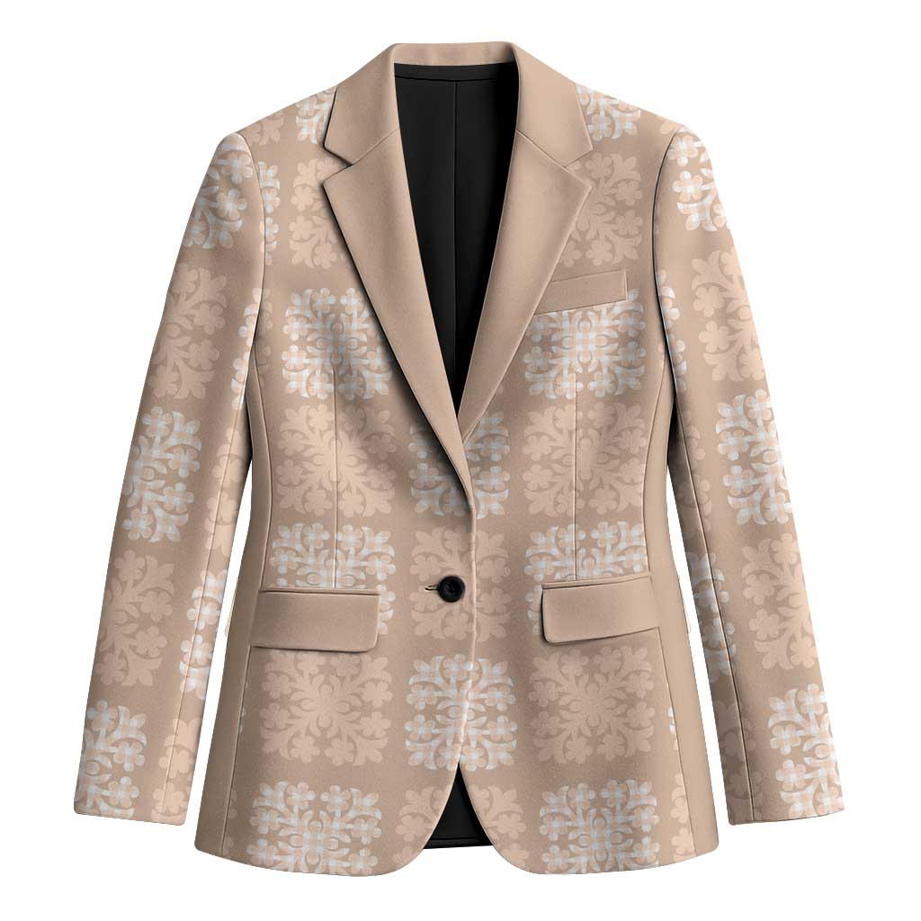 Beige Palaka Quilt Hawaii Blazer Traditional Hawaii-plaid Pattern LT14 Unisex Beige - Polynesian Pride