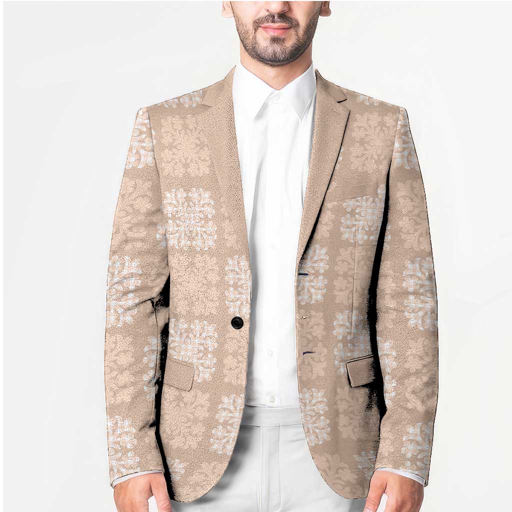 Beige Palaka Quilt Hawaii Blazer Traditional Hawaii-plaid Pattern LT14 - Polynesian Pride