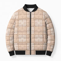 Beige Palaka Quilt Hawaii Bomber Puffer Jacket Traditional Hawaii-plaid Pattern LT14 Unisex Beige - Polynesian Pride