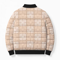 Beige Palaka Quilt Hawaii Bomber Puffer Jacket Traditional Hawaii-plaid Pattern LT14 - Polynesian Pride