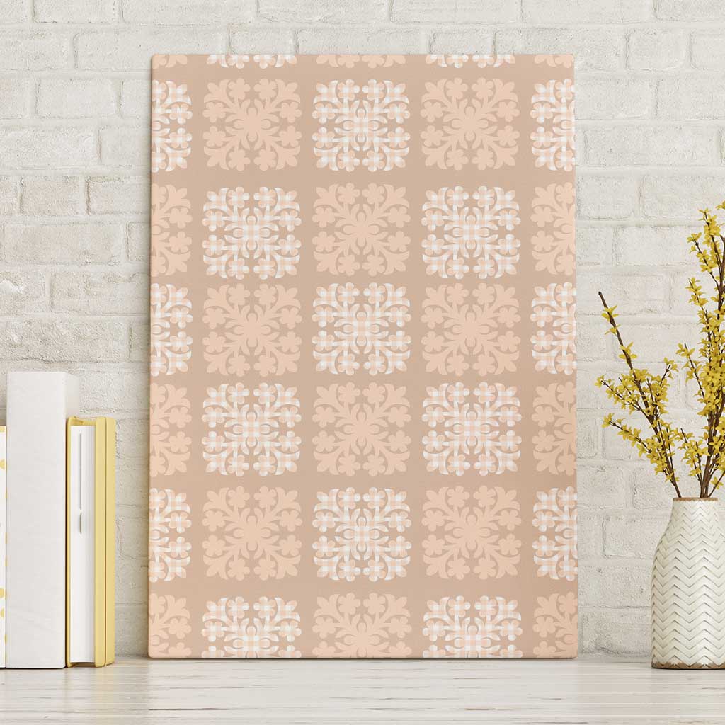 Beige Palaka Quilt Hawaii Canvas Wall Art Traditional Hawaii-plaid Pattern LT14 Without Frame Beige - Polynesian Pride