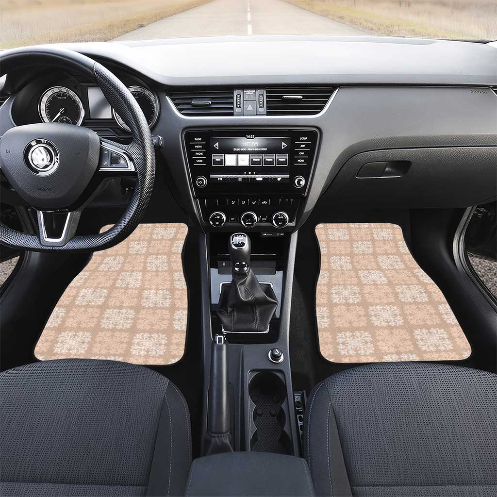 Beige Palaka Quilt Hawaii Car Mats Traditional Hawaii-plaid Pattern LT14 Set 2pcs - Front Beige - Polynesian Pride