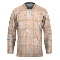 Beige Palaka Quilt Hawaii Hockey Jersey Traditional Hawaii-plaid Pattern LT14 Unisex Beige - Polynesian Pride