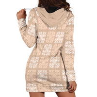 Beige Palaka Quilt Hawaii Hoodie Dress Traditional Hawaii-plaid Pattern LT14 - Polynesian Pride