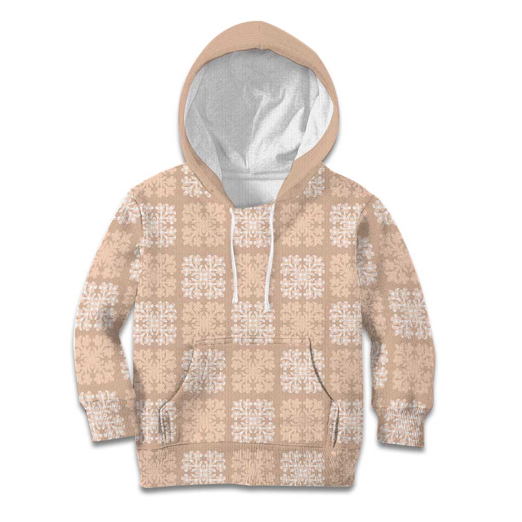 Beige Palaka Quilt Hawaii Kid Hoodie Traditional Hawaii-plaid Pattern LT14 Hoodie Beige - Polynesian Pride