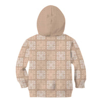 Beige Palaka Quilt Hawaii Kid Hoodie Traditional Hawaii-plaid Pattern LT14 - Polynesian Pride