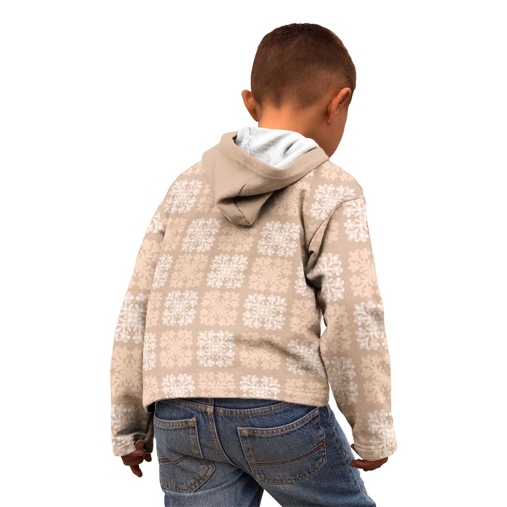Beige Palaka Quilt Hawaii Kid Hoodie Traditional Hawaii-plaid Pattern LT14 - Polynesian Pride