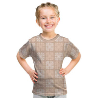 Beige Palaka Quilt Hawaii Kid T Shirt Traditional Hawaii-plaid Pattern LT14 Beige - Polynesian Pride