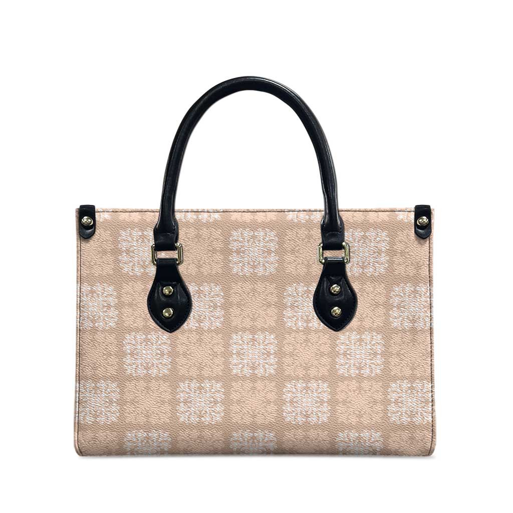 Beige Palaka Quilt Hawaii Leather Bag Traditional Hawaii-plaid Pattern LT14 - Polynesian Pride