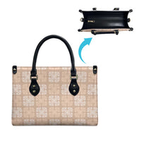 Beige Palaka Quilt Hawaii Leather Bag Traditional Hawaii-plaid Pattern LT14 - Polynesian Pride