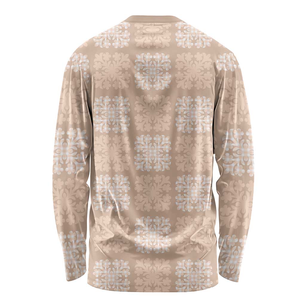 Beige Palaka Quilt Hawaii Long Sleeve Shirt Traditional Hawaii-plaid Pattern LT14 - Polynesian Pride