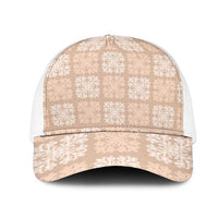 Beige Palaka Quilt Hawaii Mesh Trucker Cap Traditional Hawaii-plaid Pattern LT14 One Size White Beige - Polynesian Pride