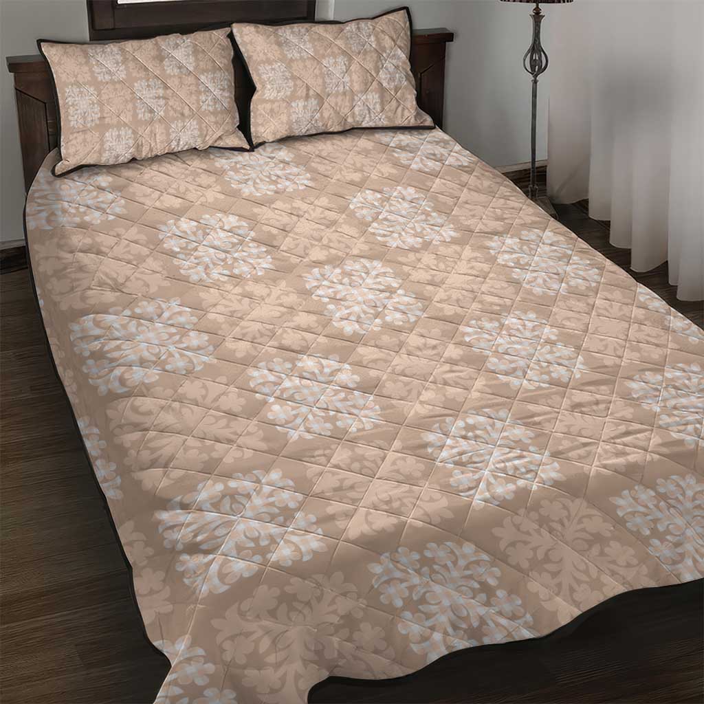 Beige Palaka Quilt Hawaii Quilt Bed Set Traditional Hawaii-plaid Pattern LT14 Beige - Polynesian Pride