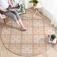 Beige Palaka Quilt Hawaii Round Carpet Traditional Hawaii-plaid Pattern LT14 - Polynesian Pride