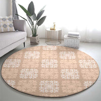 Beige Palaka Quilt Hawaii Round Carpet Traditional Hawaii-plaid Pattern LT14 - Polynesian Pride