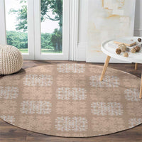 Beige Palaka Quilt Hawaii Round Carpet Traditional Hawaii-plaid Pattern LT14 - Polynesian Pride