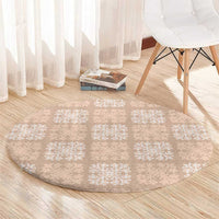 Beige Palaka Quilt Hawaii Round Carpet Traditional Hawaii-plaid Pattern LT14 - Polynesian Pride