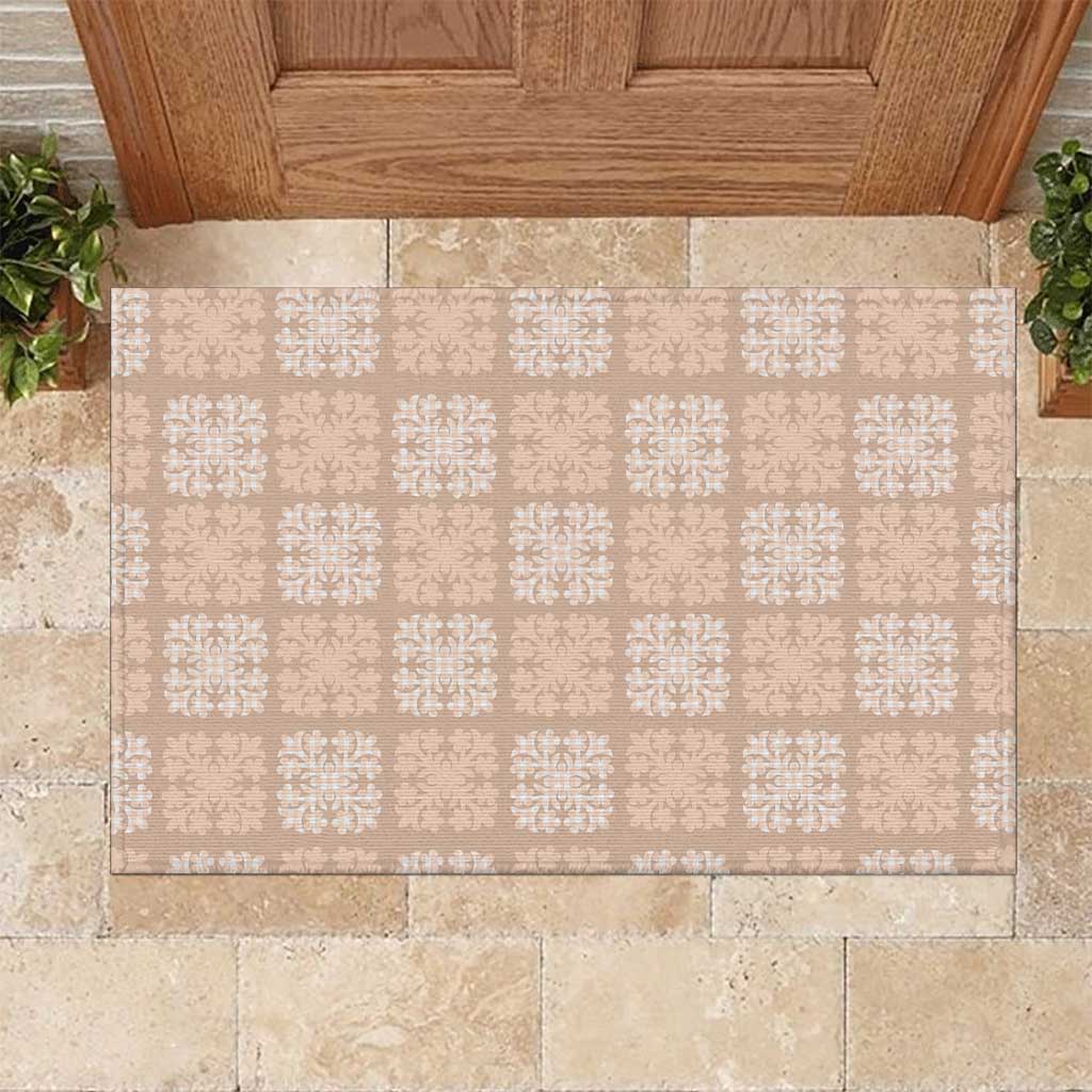 Beige Palaka Quilt Hawaii Rubber Doormat Traditional Hawaii-plaid Pattern LT14 Beige - Polynesian Pride