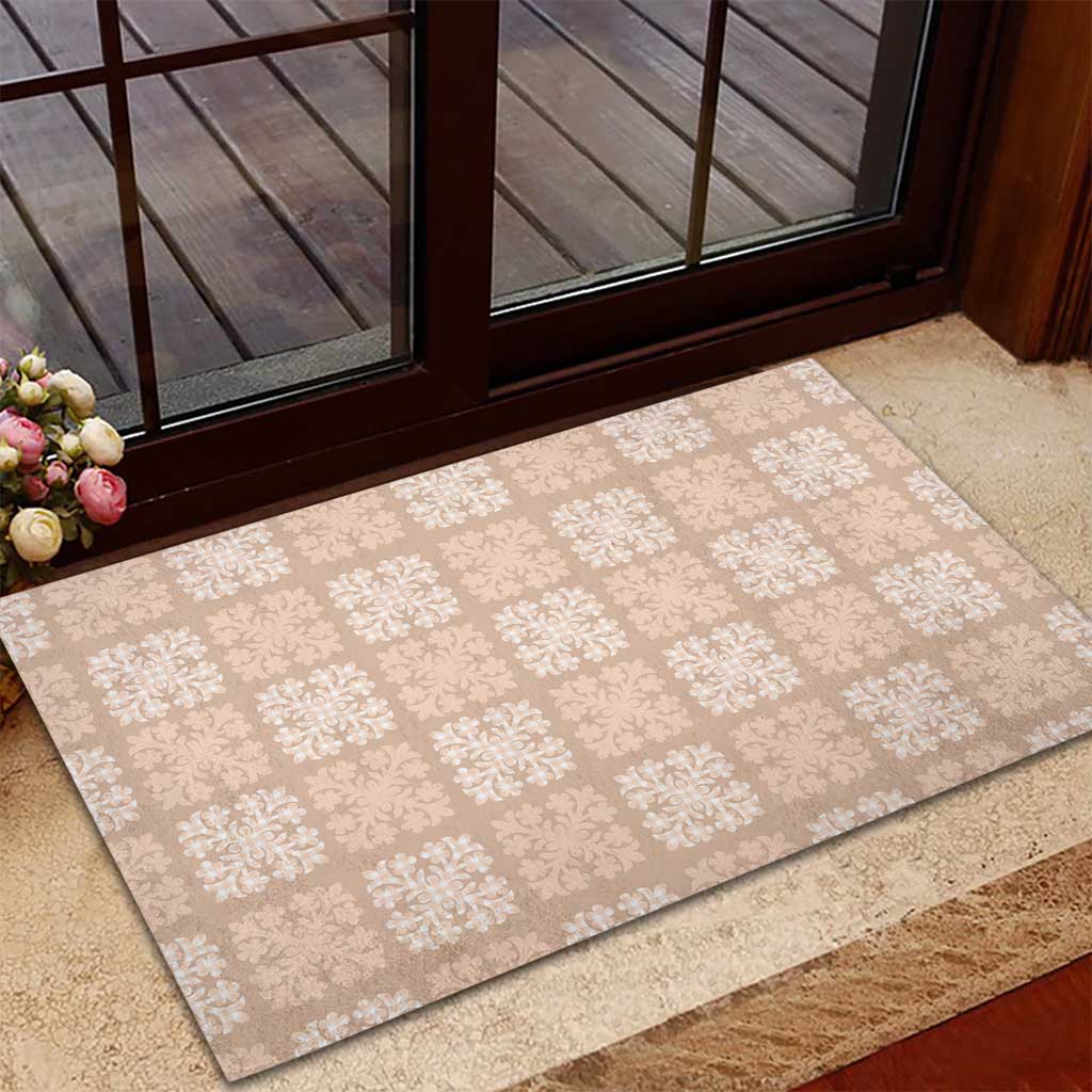 Beige Palaka Quilt Hawaii Rubber Doormat Traditional Hawaii-plaid Pattern LT14 - Polynesian Pride