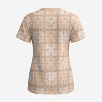 Beige Palaka Quilt Hawaii Scrub Top Traditional Hawaii-plaid Pattern LT14 - Polynesian Pride