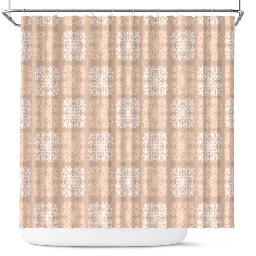 Beige Palaka Quilt Hawaii Shower Curtain Traditional Hawaii-plaid Pattern LT14 Beige - Polynesian Pride