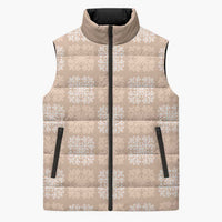 Beige Palaka Quilt Hawaii Sleeveless Puffer Jacket Traditional Hawaii-plaid Pattern LT14 Unisex Beige - Polynesian Pride