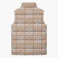 Beige Palaka Quilt Hawaii Sleeveless Puffer Jacket Traditional Hawaii-plaid Pattern LT14 - Polynesian Pride