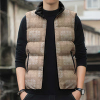 Beige Palaka Quilt Hawaii Sleeveless Puffer Jacket Traditional Hawaii-plaid Pattern LT14 - Polynesian Pride