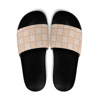 Beige Palaka Quilt Hawaii Slide Sandals Traditional Hawaii-plaid Pattern LT14 Beige - Polynesian Pride