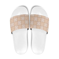 Beige Palaka Quilt Hawaii Slide Sandals Traditional Hawaii-plaid Pattern LT14 Beige - Polynesian Pride