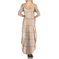Beige Palaka Quilt Hawaii Summer Maxi Dress Traditional Hawaii-plaid Pattern LT14 - Polynesian Pride