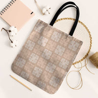 Beige Palaka Quilt Hawaii Tote Bag Traditional Hawaii-plaid Pattern LT14 Black Strap One Size Beige - Polynesian Pride