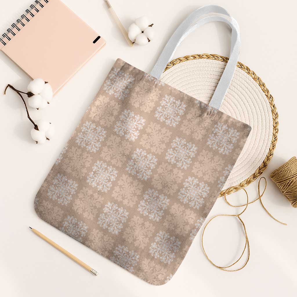 Beige Palaka Quilt Hawaii Tote Bag Traditional Hawaii-plaid Pattern LT14 White Strap One Size Beige - Polynesian Pride