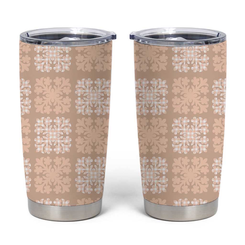 Beige Palaka Quilt Hawaii Tumbler Cup Traditional Hawaii-plaid Pattern LT14 Beige - Polynesian Pride