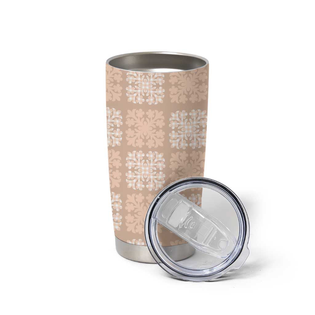 Beige Palaka Quilt Hawaii Tumbler Cup Traditional Hawaii-plaid Pattern LT14 - Polynesian Pride