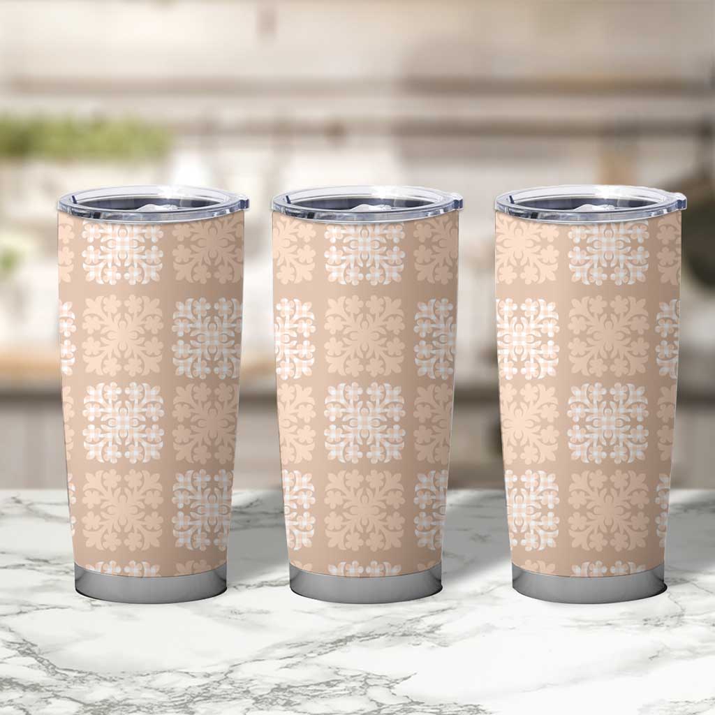 Beige Palaka Quilt Hawaii Tumbler Cup Traditional Hawaii-plaid Pattern LT14 - Polynesian Pride