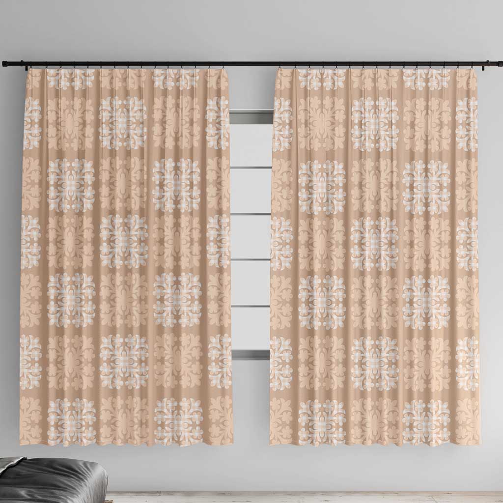 Beige Palaka Quilt Hawaii Window Curtain Traditional Hawaii-plaid Pattern LT14 With Hooks Beige - Polynesian Pride