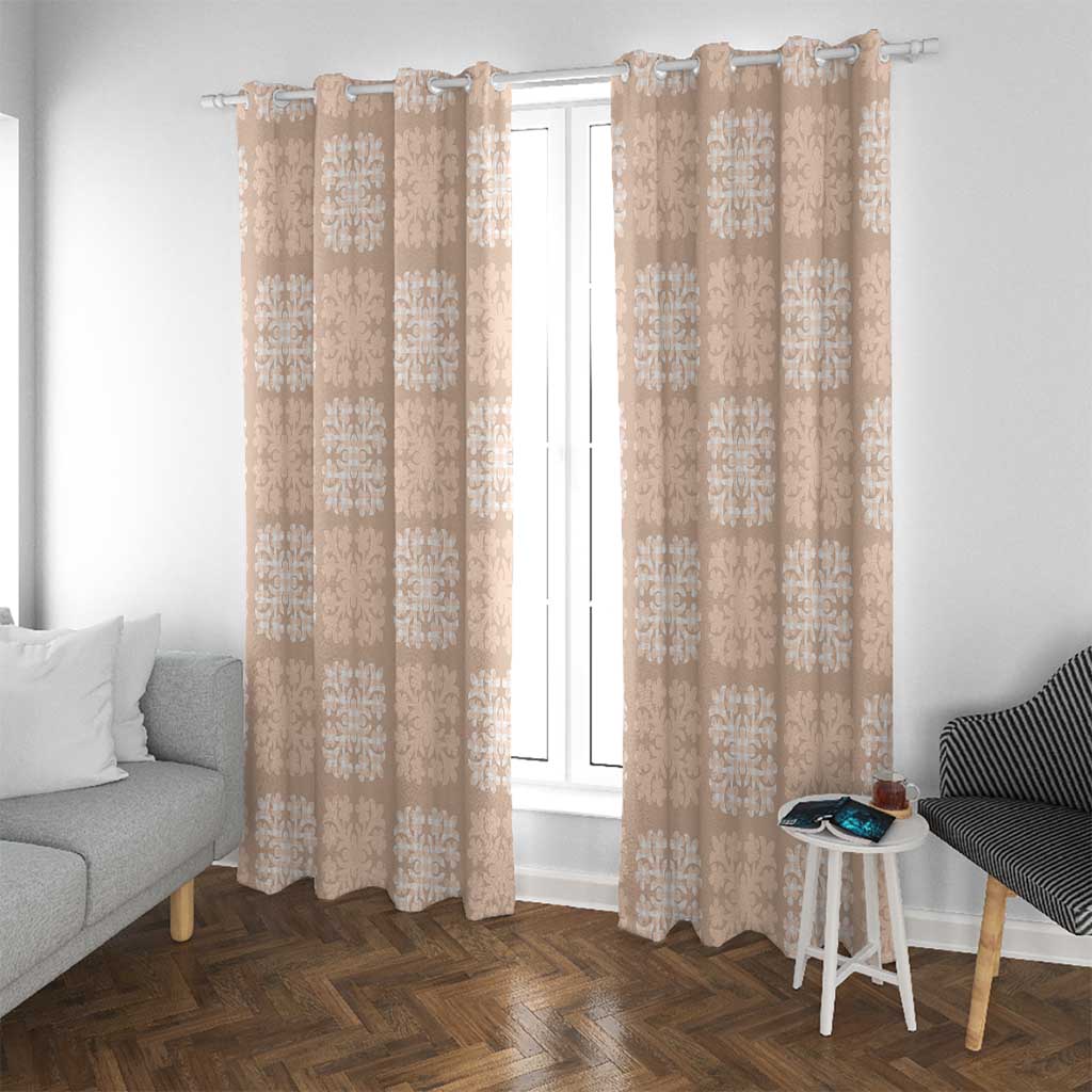 Beige Palaka Quilt Hawaii Window Curtain Traditional Hawaii-plaid Pattern LT14 With Grommets Beige - Polynesian Pride
