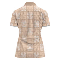 Beige Palaka Quilt Hawaii Women Polo Shirt Traditional Hawaii-plaid Pattern LT14 - Polynesian Pride
