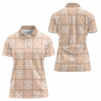 Beige Palaka Quilt Hawaii Women Polo Shirt Traditional Hawaii-plaid Pattern LT14 - Polynesian Pride