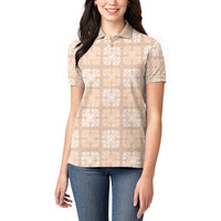 Beige Palaka Quilt Hawaii Women Polo Shirt Traditional Hawaii-plaid Pattern LT14 - Polynesian Pride