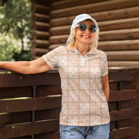 Beige Palaka Quilt Hawaii Women Polo Shirt Traditional Hawaii-plaid Pattern LT14 - Polynesian Pride