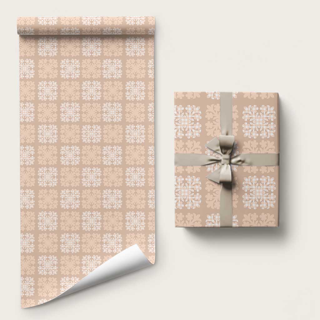 Beige Palaka Quilt Hawaii Wrapping Paper Traditional Hawaii-plaid Pattern LT14 58" × 23" Beige - Polynesian Pride