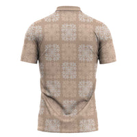 Beige Palaka Quilt Hawaii Zipper Polo Shirt Traditional Hawaii-plaid Pattern LT14 - Polynesian Pride